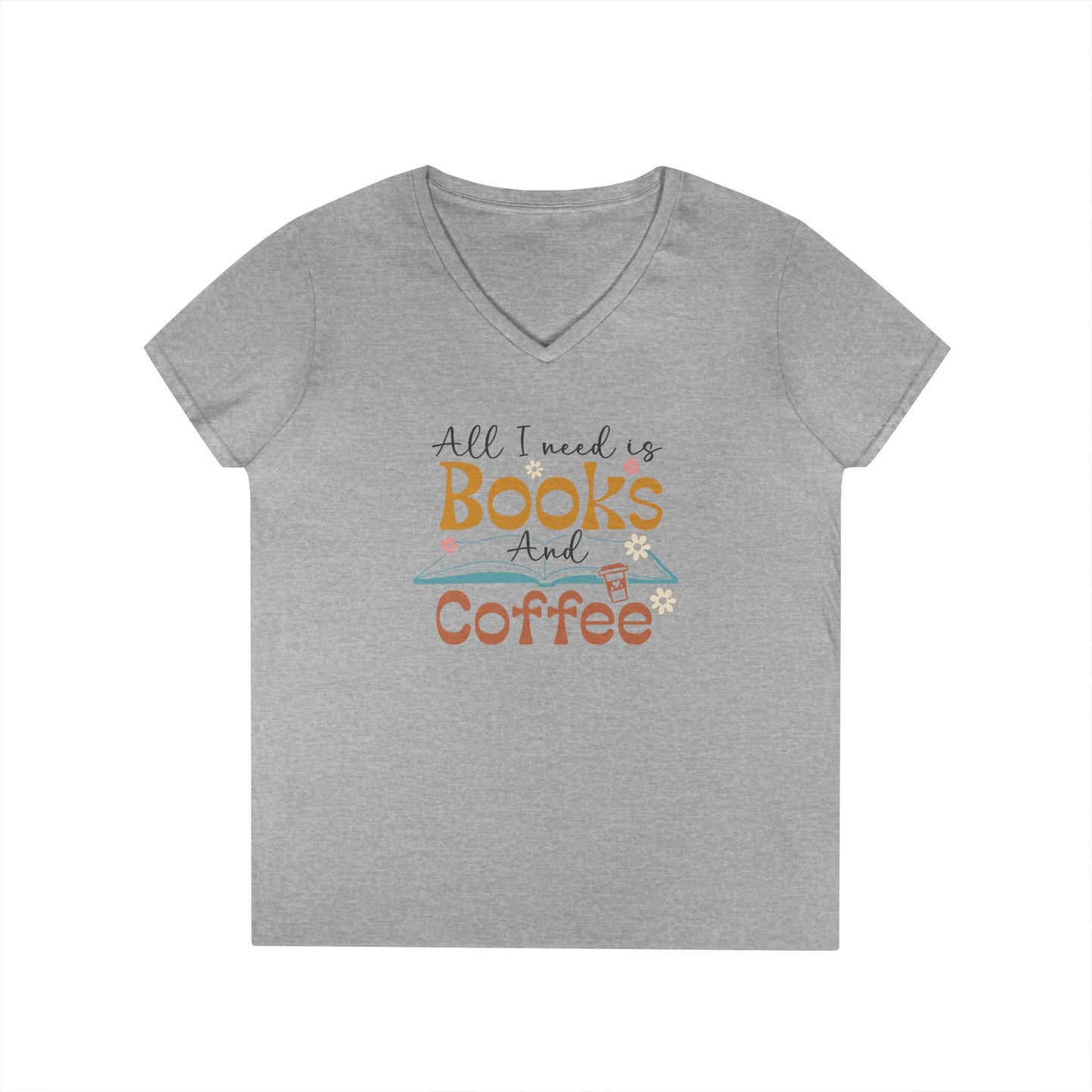 Books and Coffee V-Neck T-Shirt