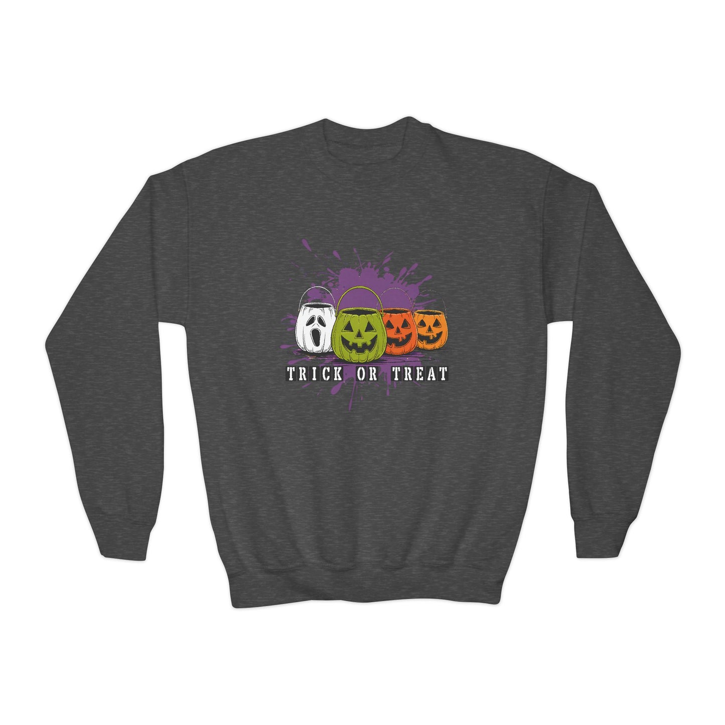 Halloween Pumpkin Trick or Treat  Youth Crewneck Sweatshirt