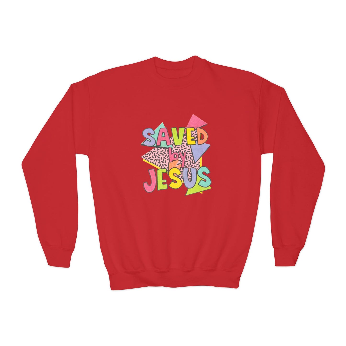 Retro Saved by Jesus Youth Crewneck Sweatshirt
