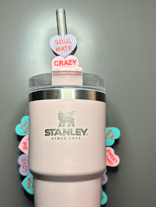 Conversation heart straw topper